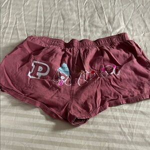 PINK Victoria's Secret Maroon Graphic Pajama Shorts
